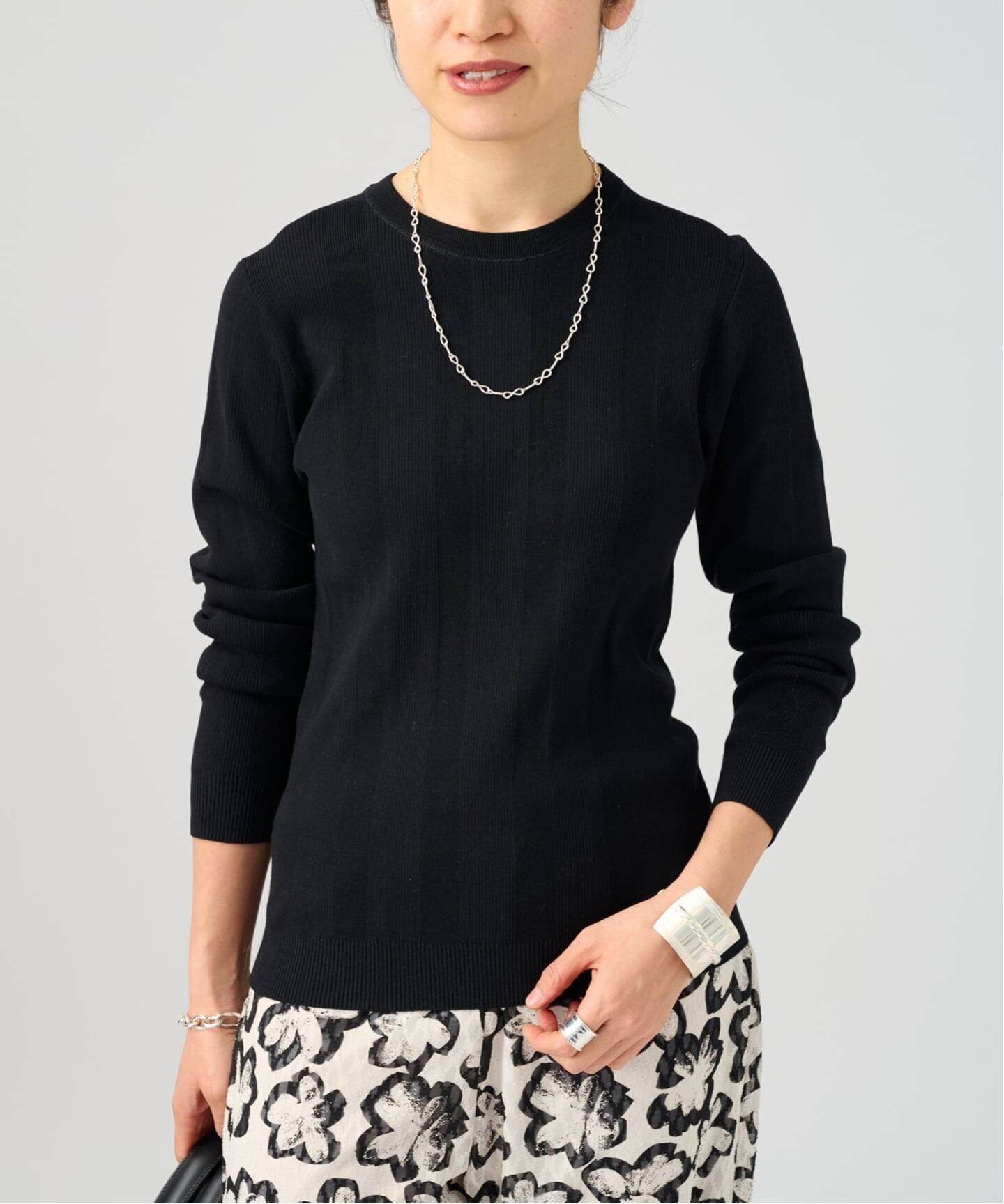 【SALE／30%OFF】VERMEIL par iena ランダムRIB クルーネックロングスリーブプルオーバー ヴェルメイユ パー イエナ トップス ニット ピンク ホワイト ブラック【送料無料】