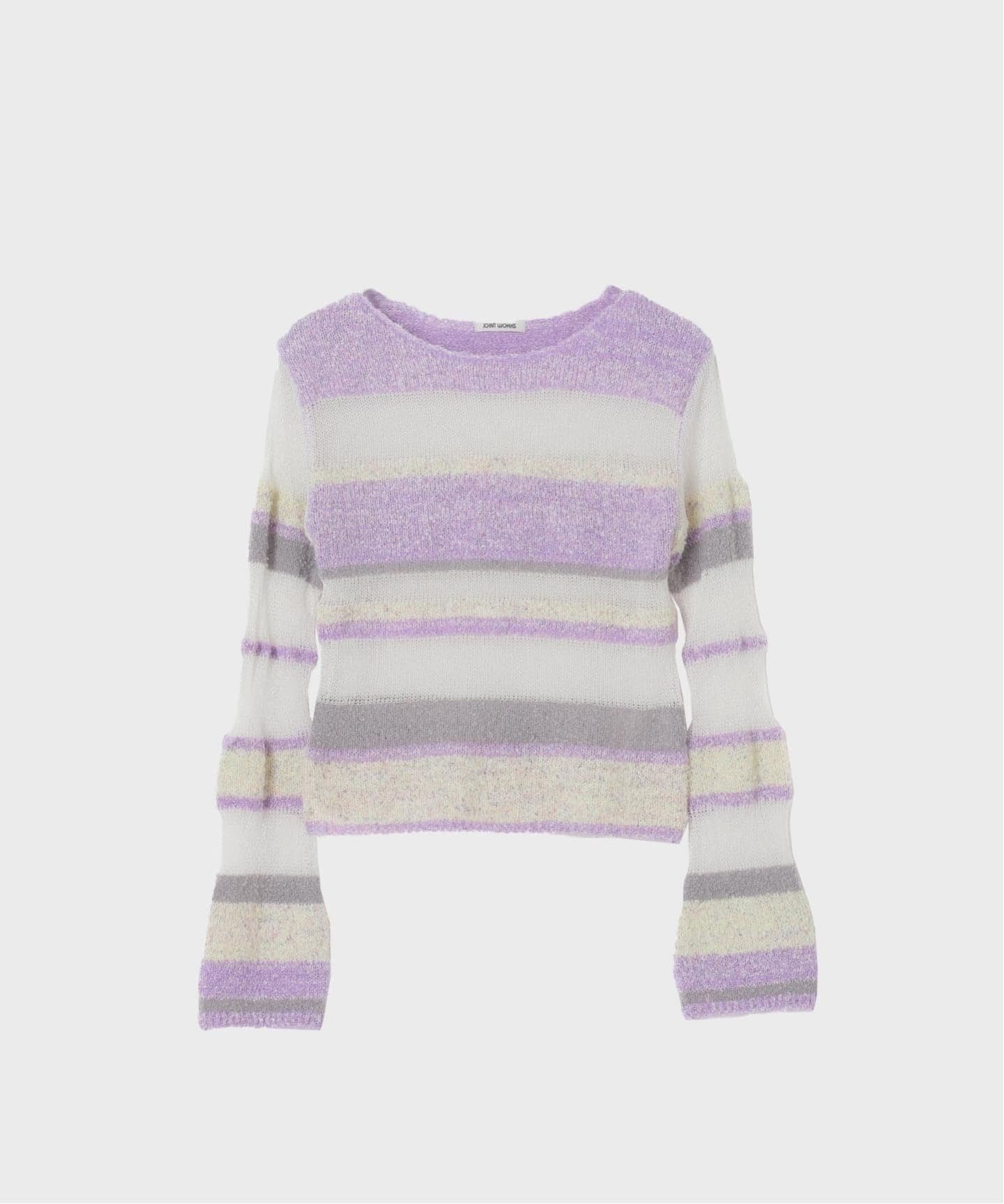 JOINT WORKS シアーボーダーニットプルオーバー / Sheer Border Knit ジョイントワークス トップス ニット パープル ピンク
