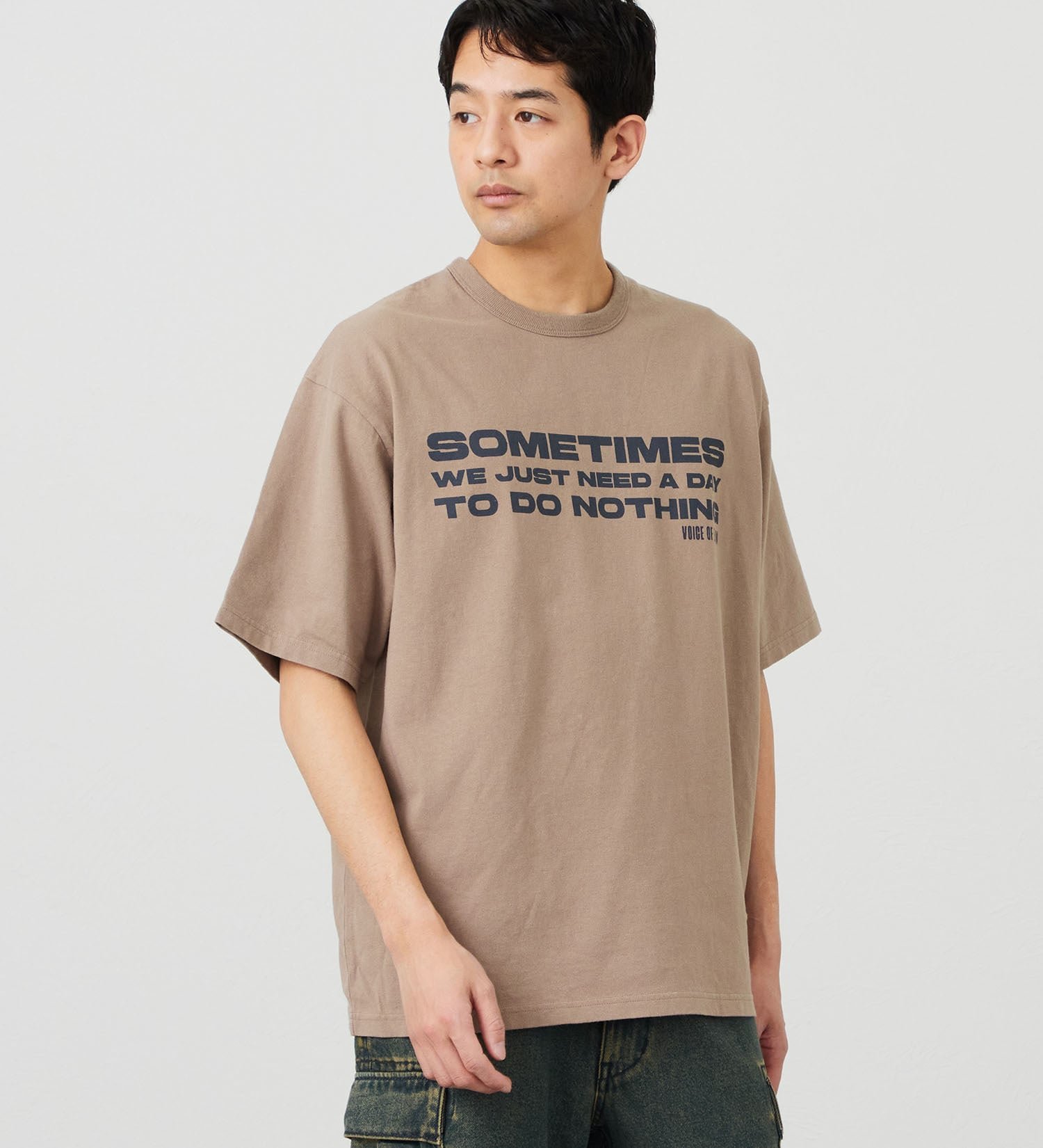 EDWIN ユーズド プリント Tシャツ 半袖 エドウインオンラインモール トップス カットソー・Tシャツ グレー ブラウン