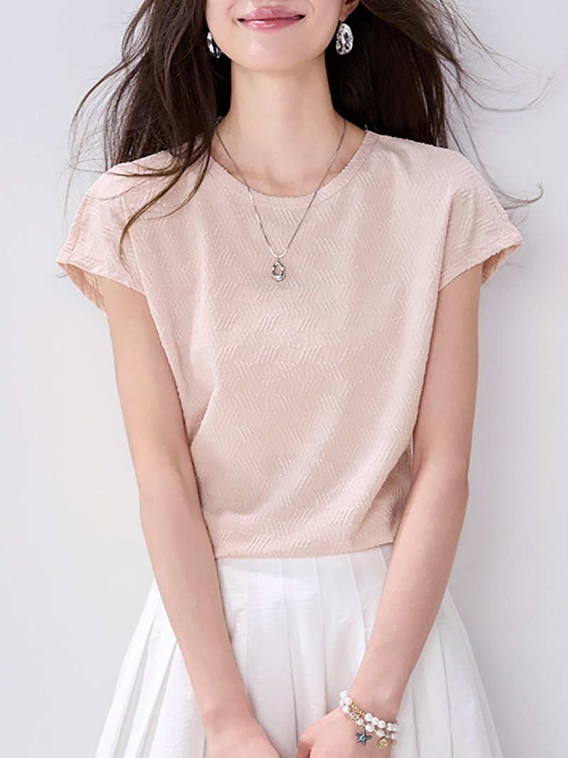 Doux Belle ジャカード風テクスチャーブラウス レディース トップス ドゥー・ベル トップス カットソー・Tシャツ ピンク【送料無料】