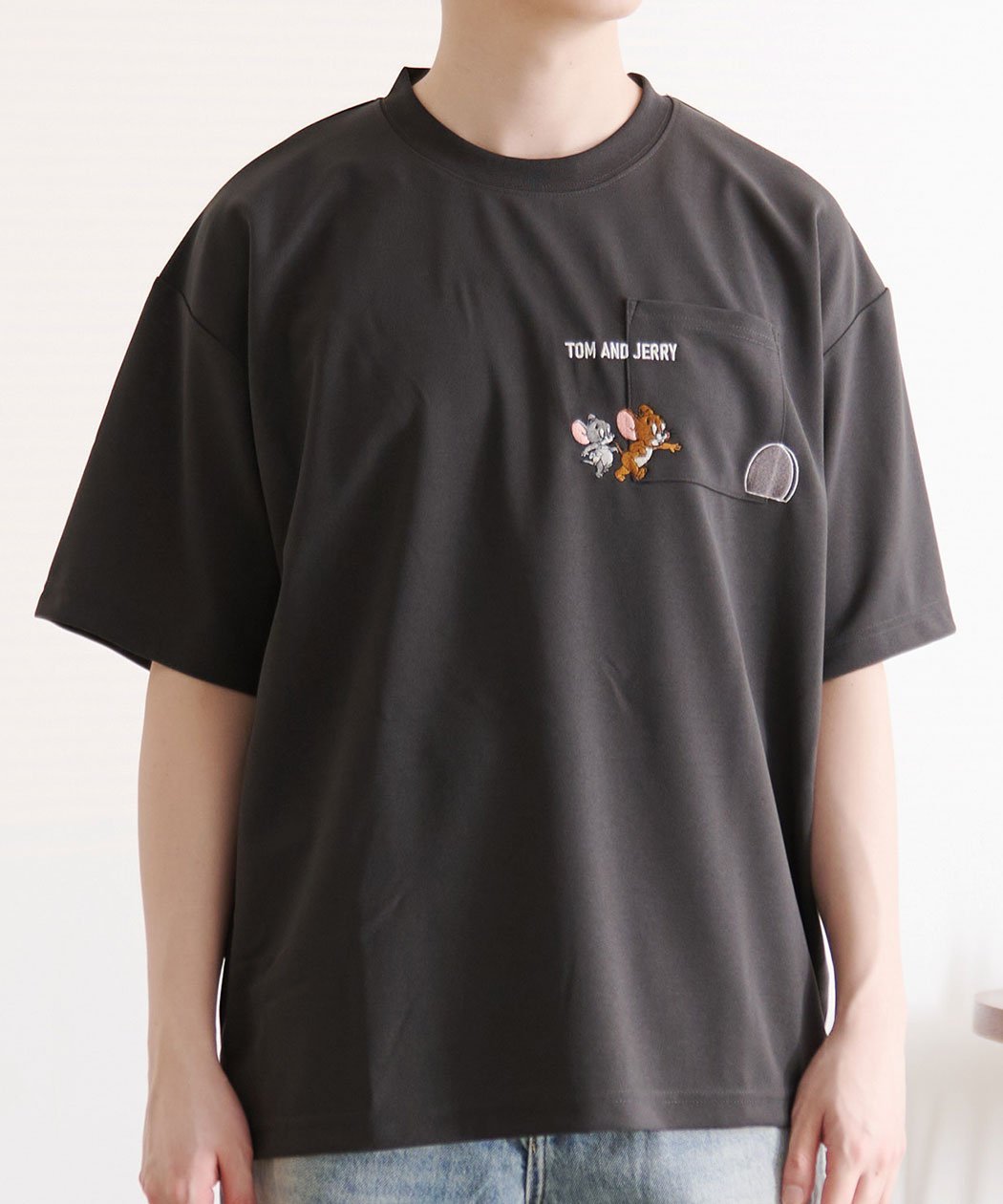 SB select TOM&JERRY アムンゼンポケット半袖TEE シルバーバレット トップス カットソー・Tシャツ ブラック