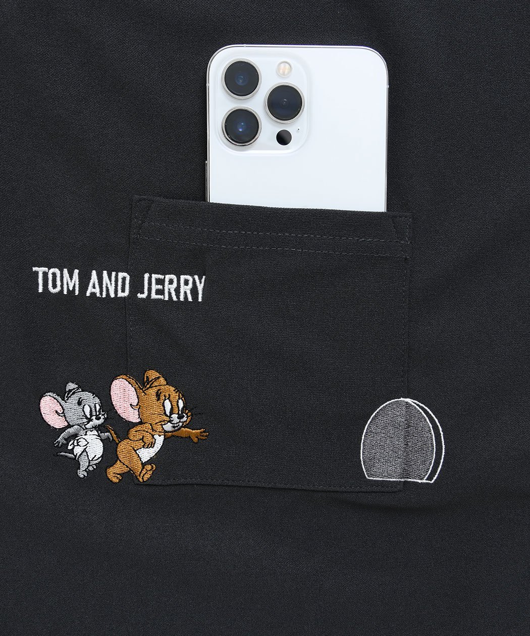 SB select TOM&JERRY アムンゼンポケット半袖TEE シルバーバレット トップス カットソー・Tシャツ ブラック