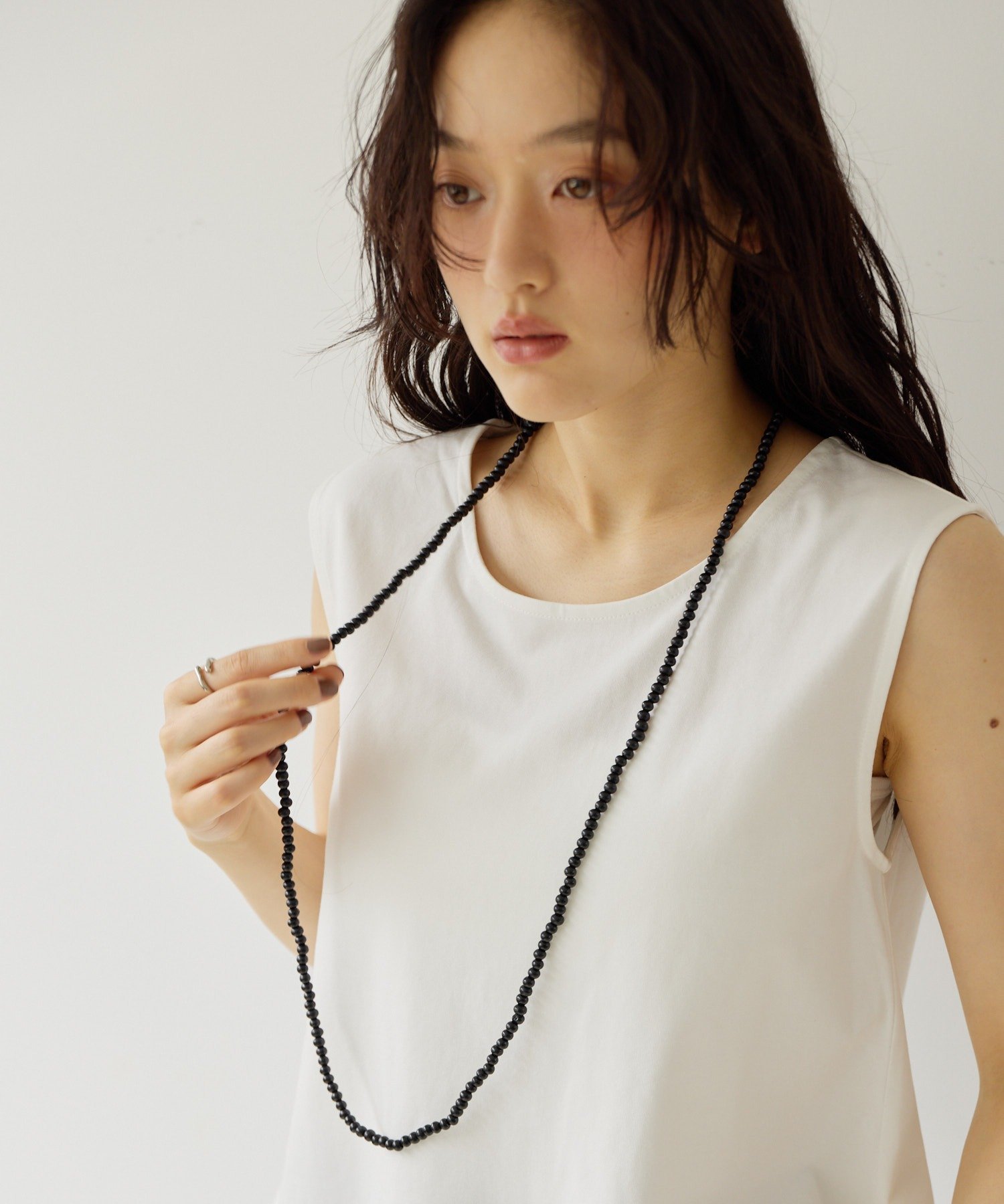 Discoat 【Noka】ウッドピーズロングネックレス ディスコート アクセサリー・腕時計 リング・指輪 ブラック