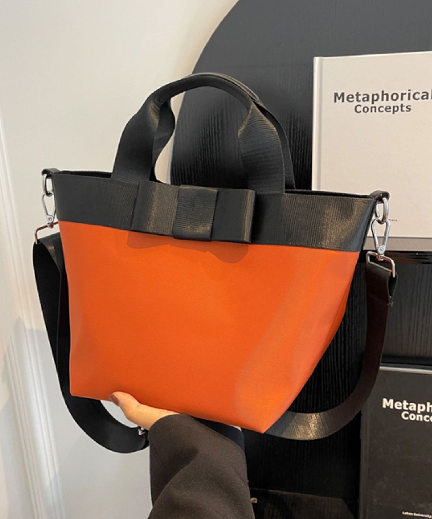 florist 【2WAY/3WAY】配色リボンが大人かわいいデイリーハンドバッグ フローリスト バッグ ハンドバッグ オレンジ ベージュ グレー イエロー ブラウン ネイビー ブラック【送料無料】