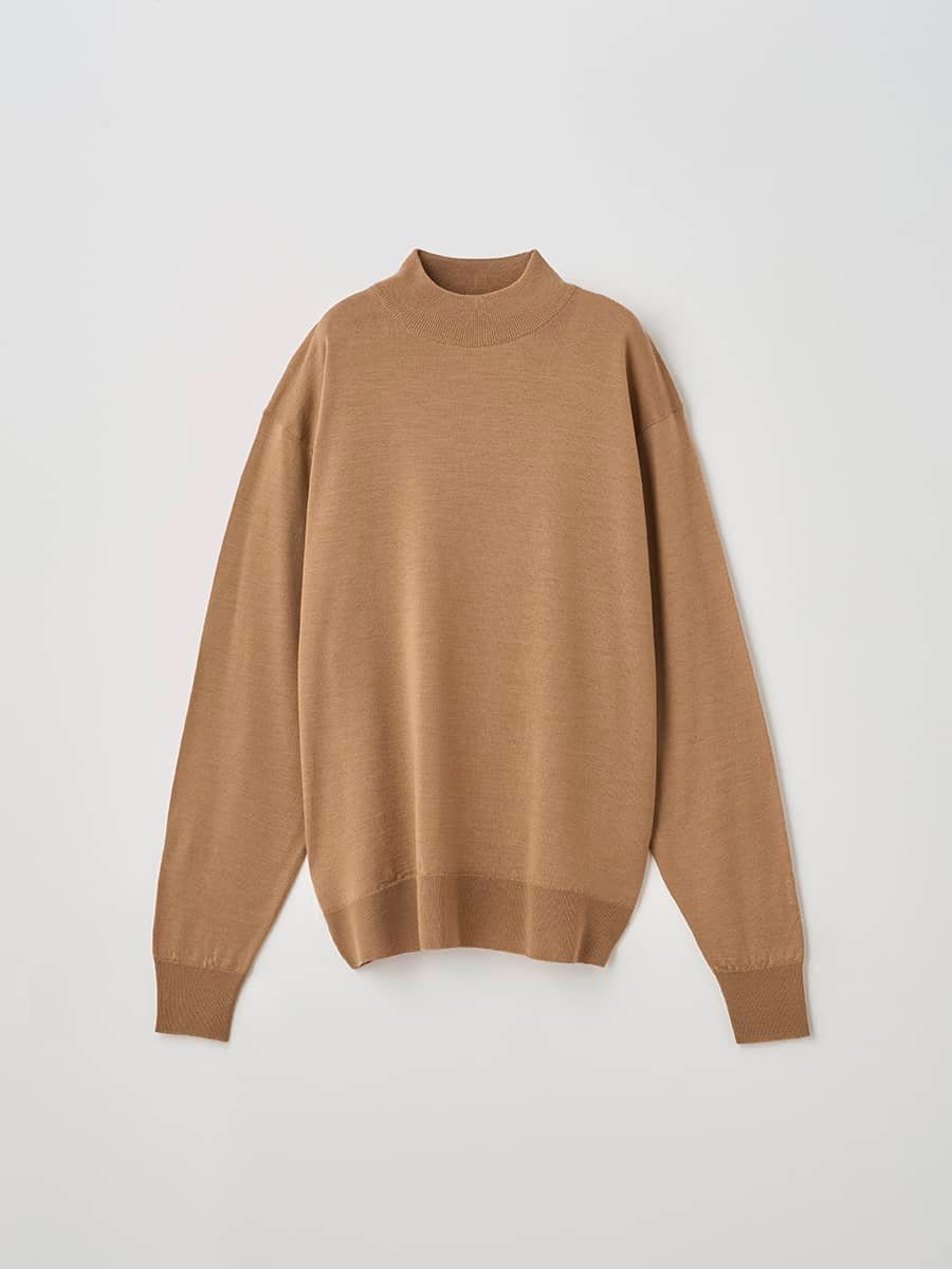JOHN SMEDLEY モックネック長袖ニットプルオーバー| AMITY | 30G COMMON FIT ジョンスメドレー トップス ニット ブラウン【送料無料】