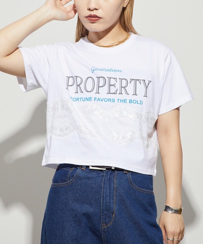 【SALE／60%OFF】Firsthand オーガニックコットンレースロゴプリントTシャツ 24SS フリークスストア トップス カットソー・Tシャツ ネイビー ブラック ホワイトのサムネイル