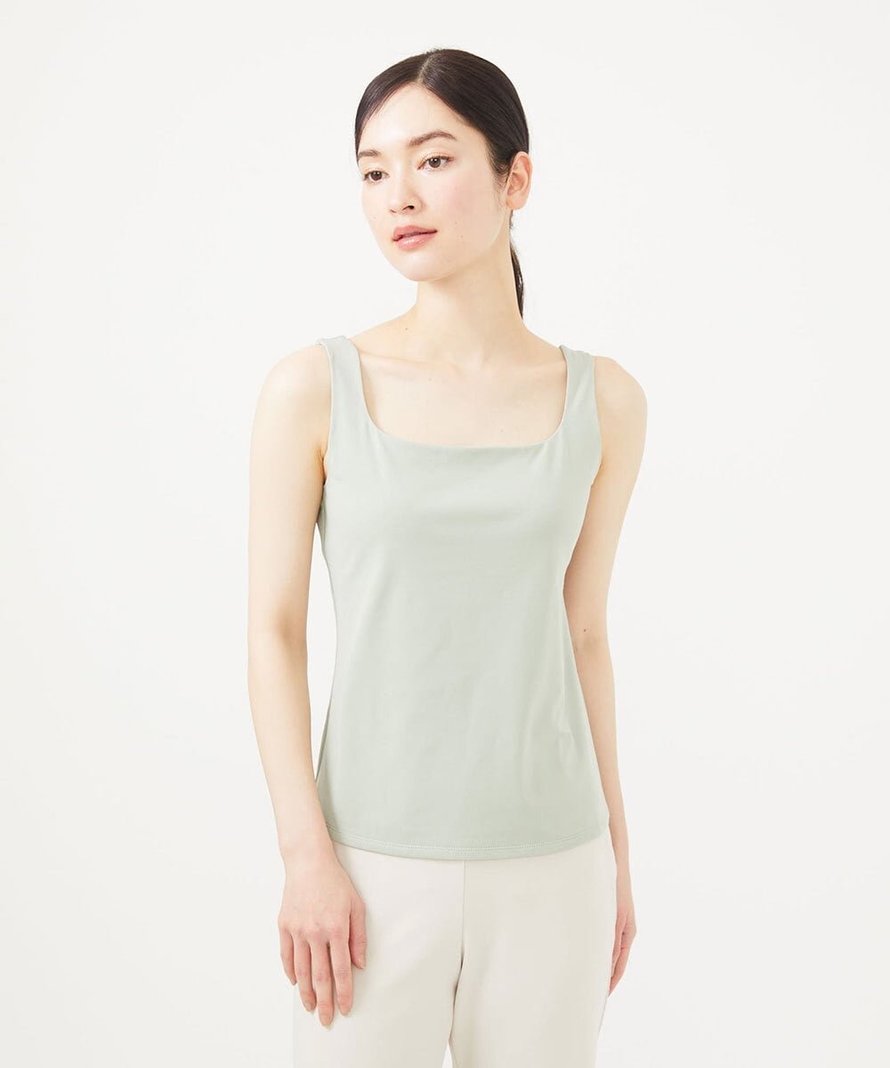 Sybilla スクエアネックタンクトップ シビラ トップス ノースリーブ・タンクトップ イエロー ピンク ネイビー グリーン ホワイト パープル ブラック