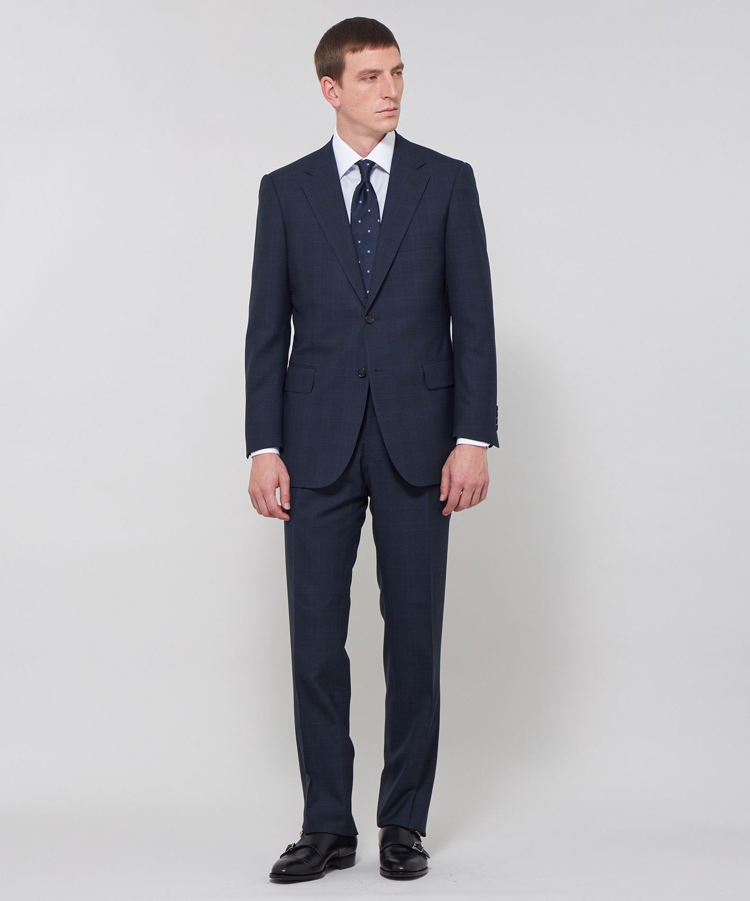 MACKINTOSH LONDON 【OX BRIDGE】【ZEGNA/ゼニア】メランジチェックスーツ マッキントッシュ ロンドン スーツ・フォーマル スーツジャケット ネイビー【送料無料】