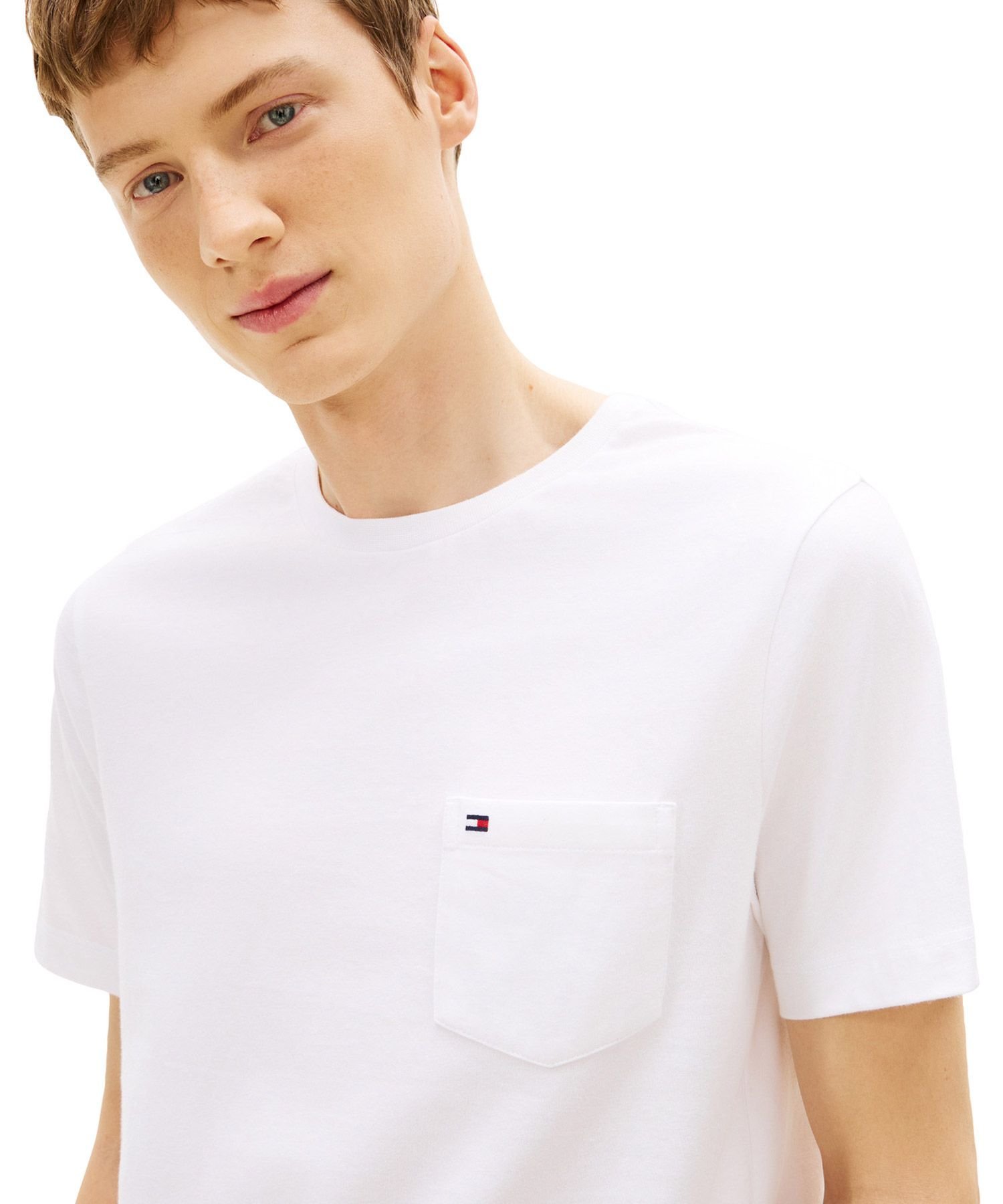 TOMMY HILFIGER ソリッドポケットTシャツ 26SS トミーヒルフィガー トップス カットソー・Tシャツ ネイビー ホワイト【送料無料】