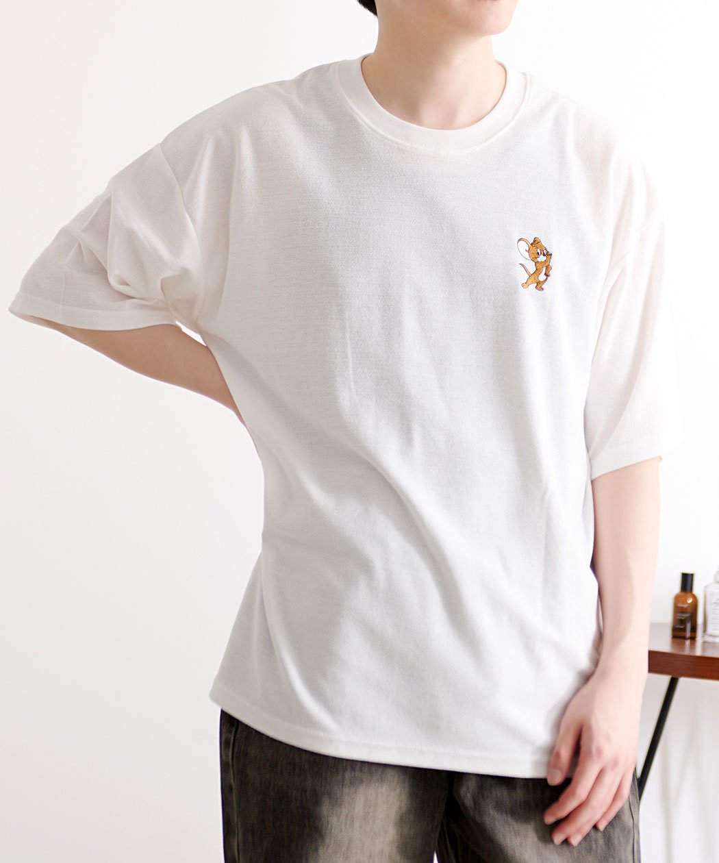 SB select TOM&JERRY 梨地半袖TEE シルバーバレット トップス カットソー・Tシャツ ホワイト ブラック