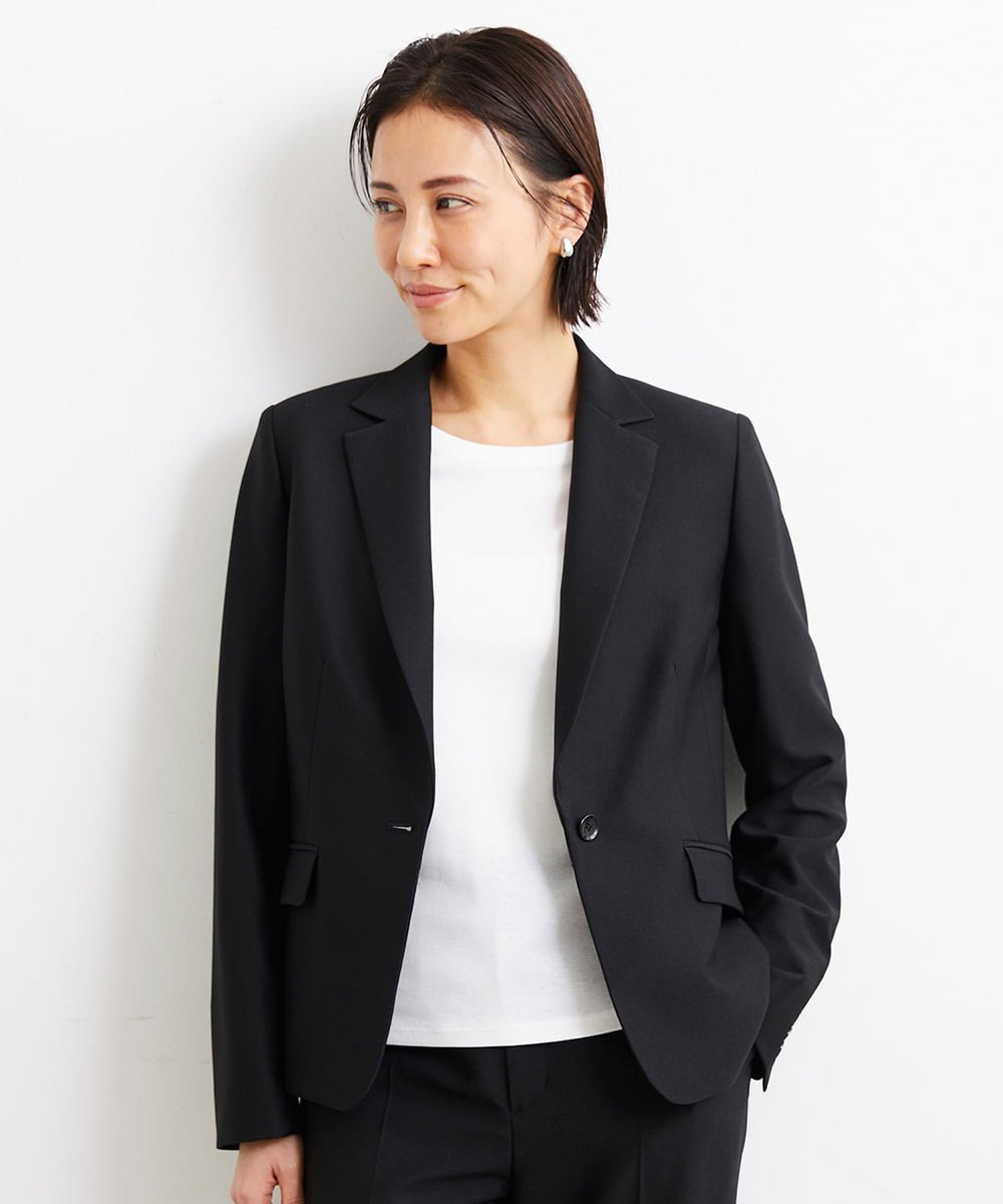 MICHEL KLEIN（小さいサイズ） バランサーキュラー(R)テーラードジャケット(背抜き/セットアップ対応/PLUS JACKET) メゾンドゥサンク ジャケット・アウター テーラードジャケット・ブレザー ブラック ホワイト