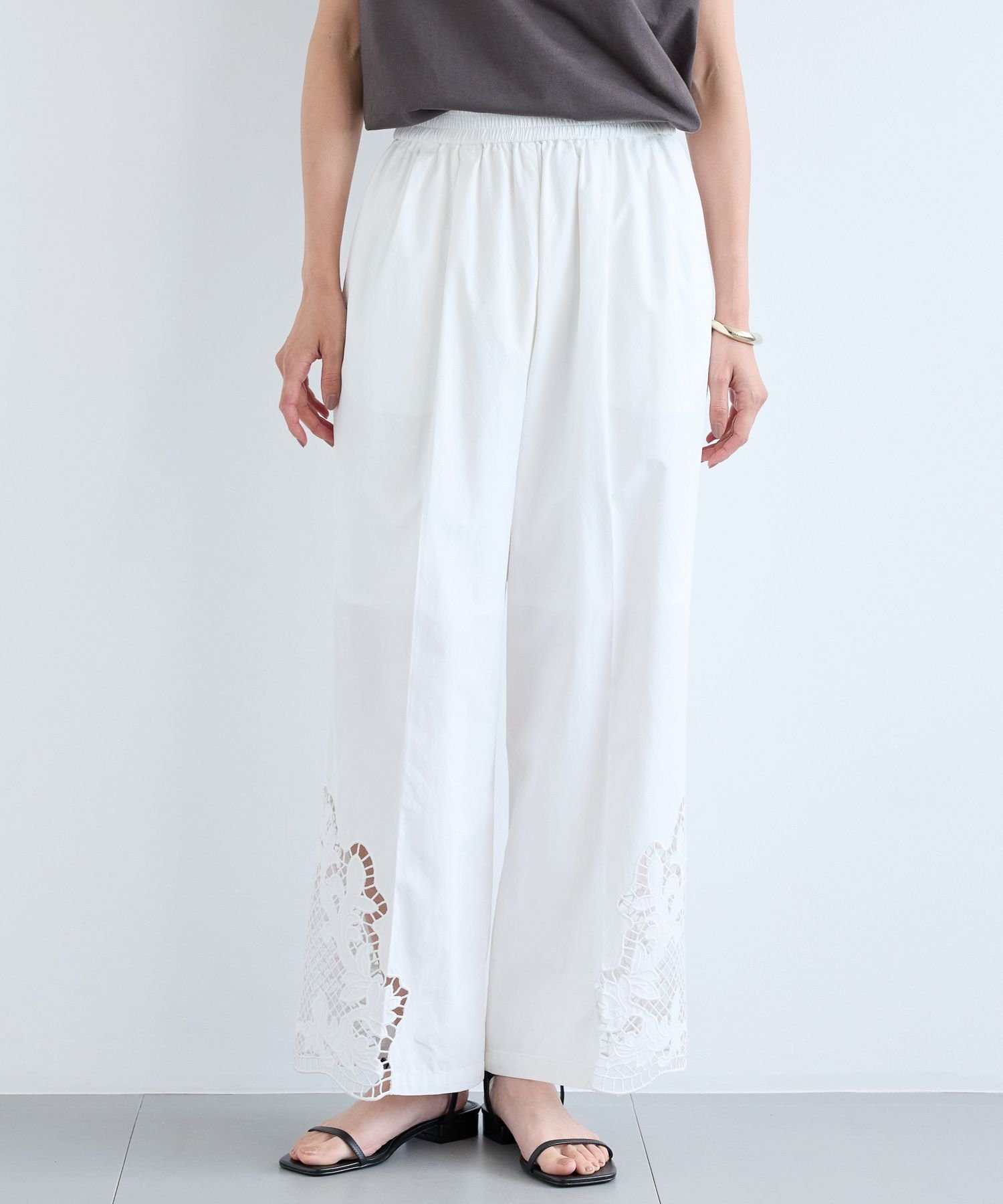 【SALE／50%OFF】BARNYARDSTORM レースタフタパンツ バンヤードストーム パンツ その他のパンツ ブラック ホワイト ブラウン【送料無料】のサムネイル