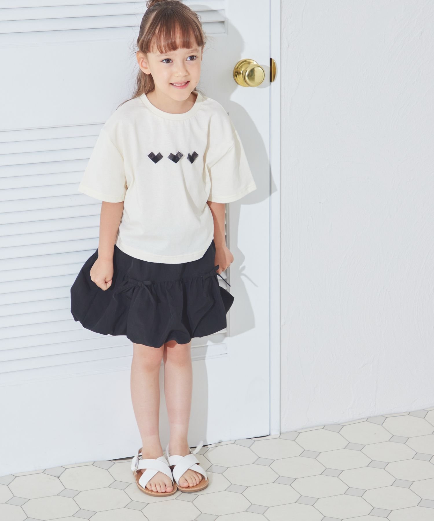 pairmanon チュールハート シャーリングTシャツ ペアマノン トップス カットソー・Tシャツ ホワイト ピンク ベージュのサムネイル