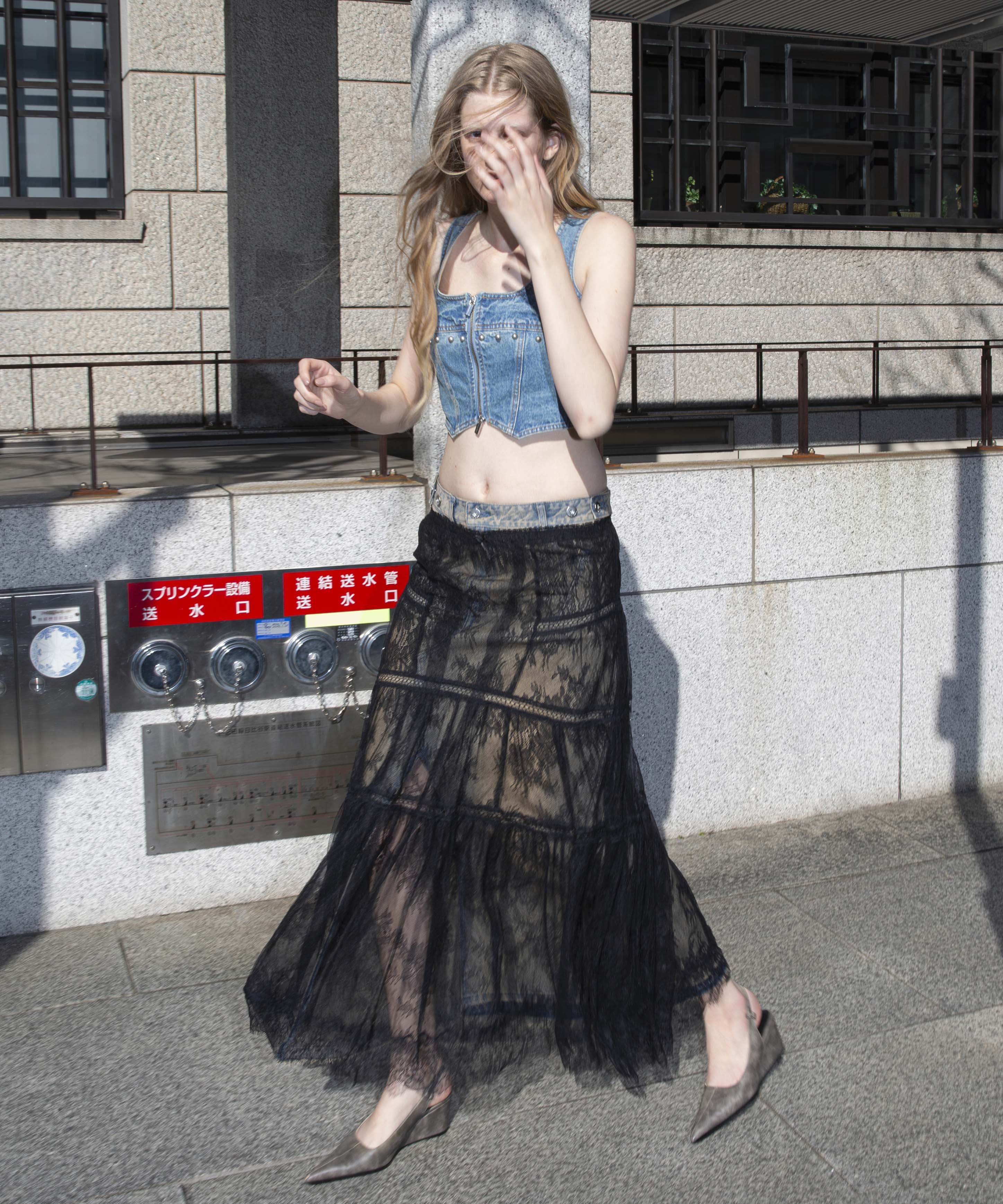 MAISON SPECIAL Lace Tiered Skirt メゾンスペシャル スカート ロング・マキシスカート ブラック ホワイト