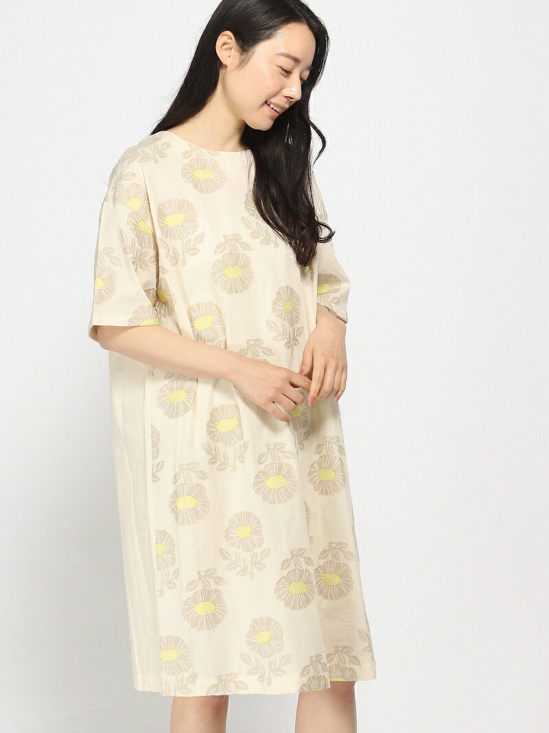 【SALE／60%OFF】SUPER HAKKA コットンクロスポーチュラカジャカードワンピース スーパーハッカ ワンピース・ドレス その他のワンピース・ドレス ベージュ グリーン【送料無料】のサムネイル