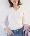 【SALE/50%OFF】ROPE' PICNIC オーガニックスイスコットン7分袖ニットプルオーバー ロペピクニック トップス ニット ブルー ピンク ホワイ...