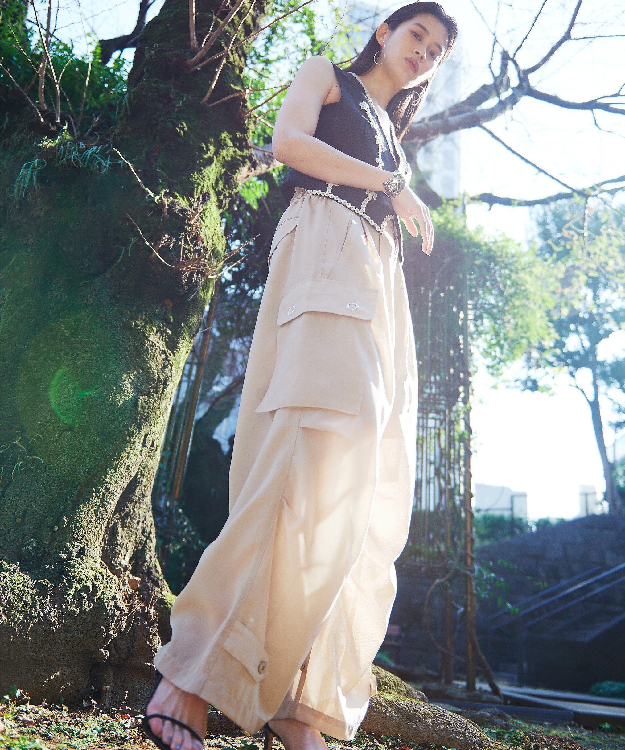 【SALE／30%OFF】Schott Women's/×RUMBLE RED/ランブルレッド/SLUB CHIFFON CARGO PANTS/スラブシフォン カーゴパンツ ショット パンツ その他のパンツ グレー ベージュ【送料無料】