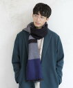【SALE/50%OFF】LAKOLE ブロッキングマフラー ラコレ ファッション雑貨 マフラー・ストール・ネックウォーマー ベージュ ブルー