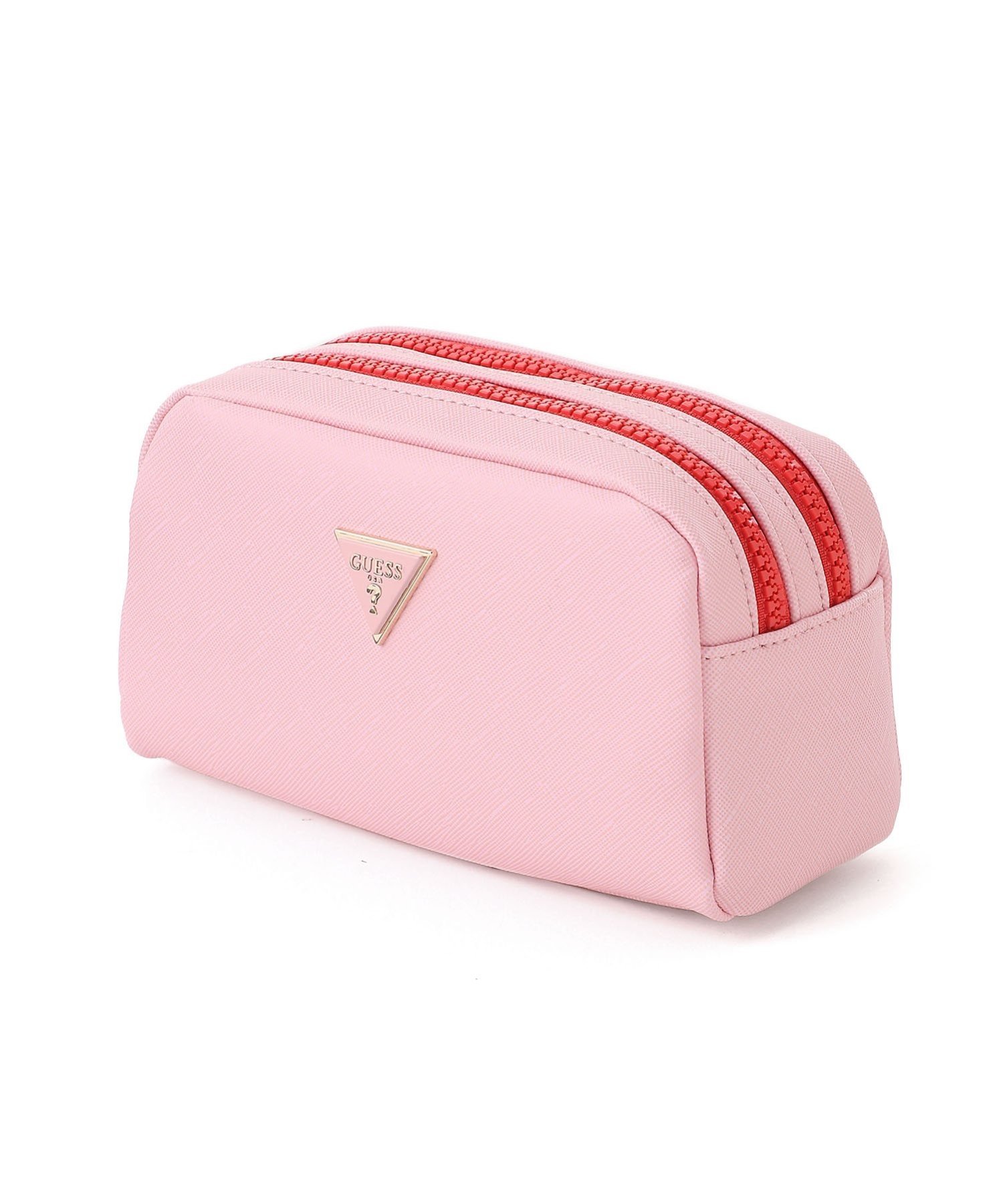 GUESS ポーチ(W)DOUBLE Zip ゲス 財布・ポーチ・ケース ポーチ ピンク ホワイト
