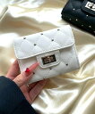 WEGO LADY'S スタッズキルティングフラップウォレット ウィゴー 財布・ポーチ・ケース 財布 ホワイト ブラック