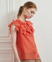 LOULOU WILLOUGHBY 【LOULOU WILLOUGHBY】ラッフルボリュームブラウス アルアバイル トップス シャツ・ブラウス オレンジ ホワイト【送料無料】