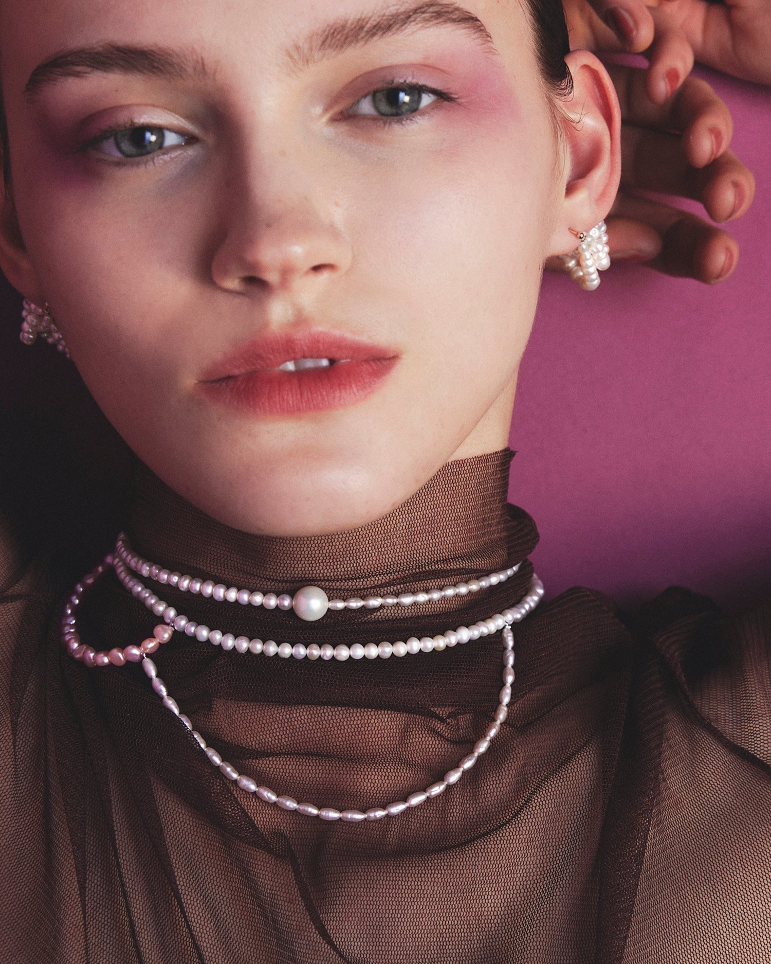 les bon bon les bonbon/dual choker GY/デュアル チョーカー 淡水パール グレー フォブ アクセサリー・腕時計 チョーカー グレー【送料無料】