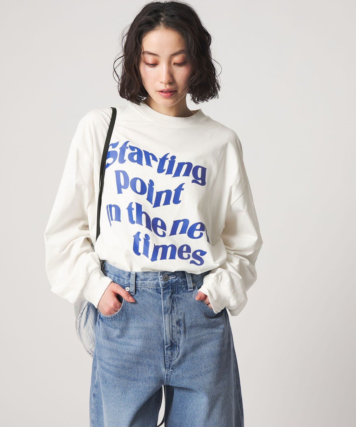 ＜CITEN＞ビッグロゴグラフィックロンT シテン トップス カットソー・Tシャツ ホワイト ブラック