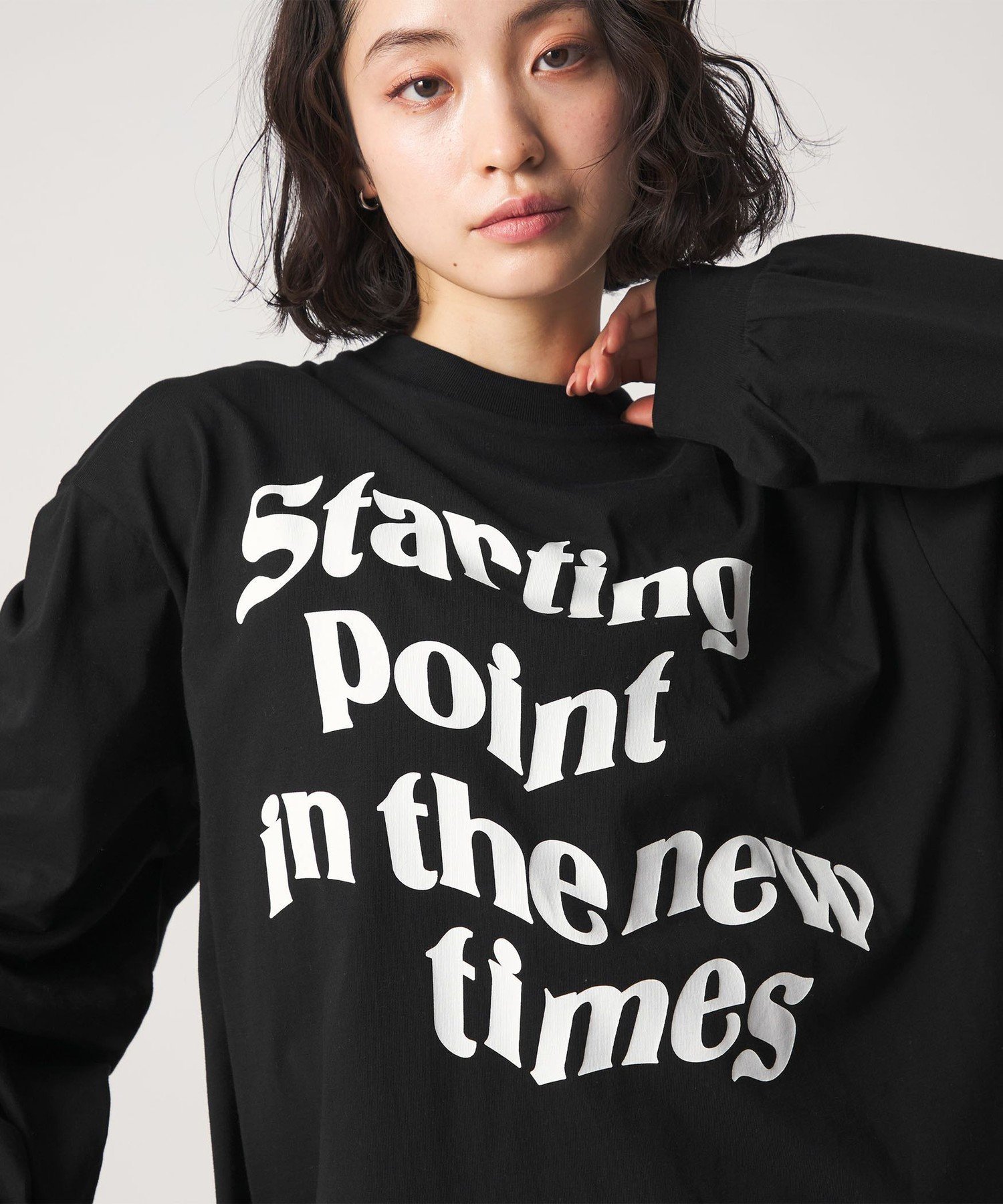 ＜CITEN＞ビッグロゴグラフィックロンT シテン トップス カットソー・Tシャツ ホワイト ブラック