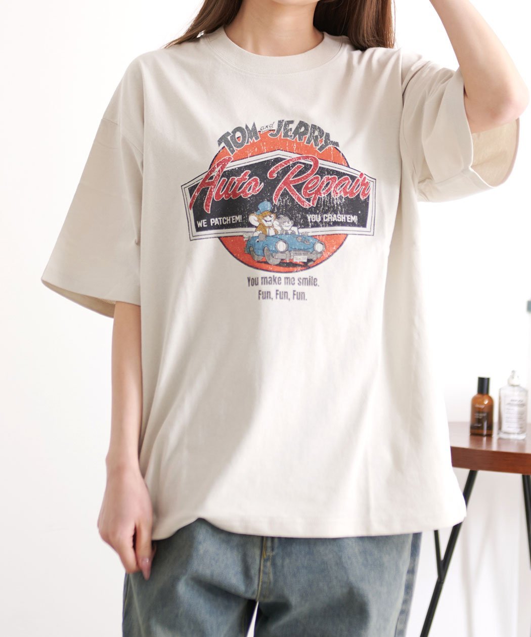 SB select TOM&JERRY USED LIKE 半袖TEE シルバーバレット トップス カットソー・Tシャツ ホワイト ブラック