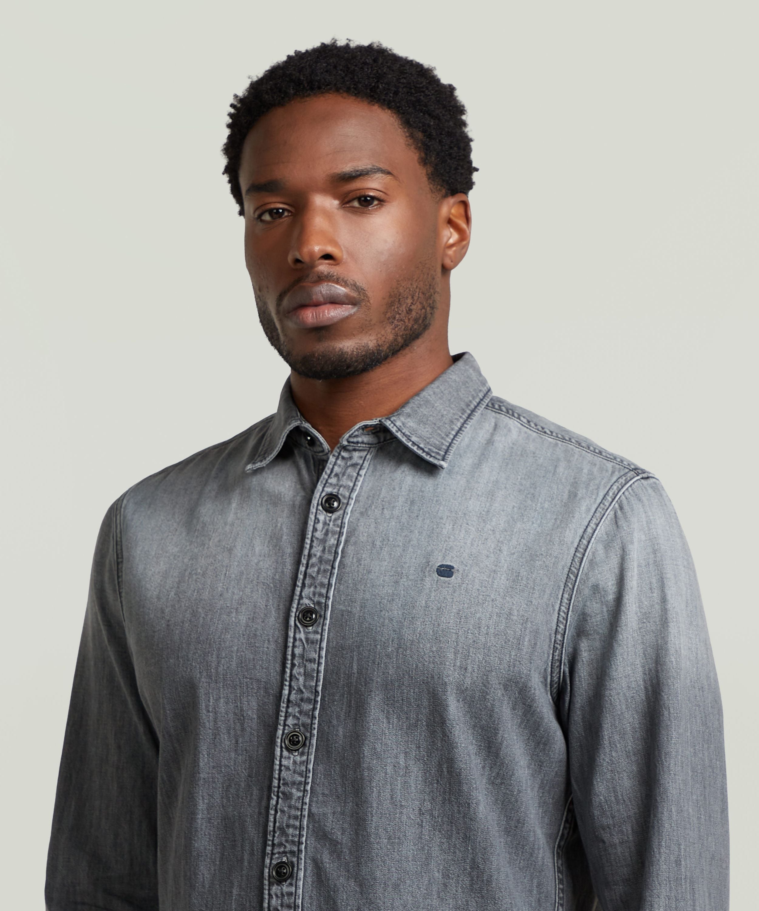 (M)Clean slim shirt ジースターロゥ トップス シャツ・ブラウス グレー