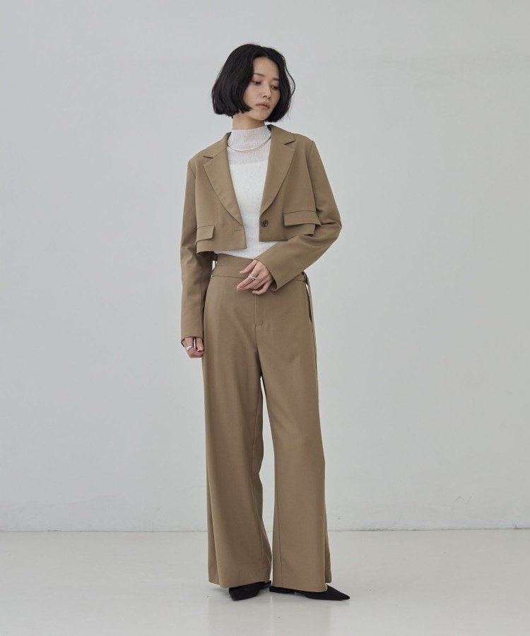 ハイウエストベルテッドスラックス ギャレスト パンツ その他のパンツ ベージュ