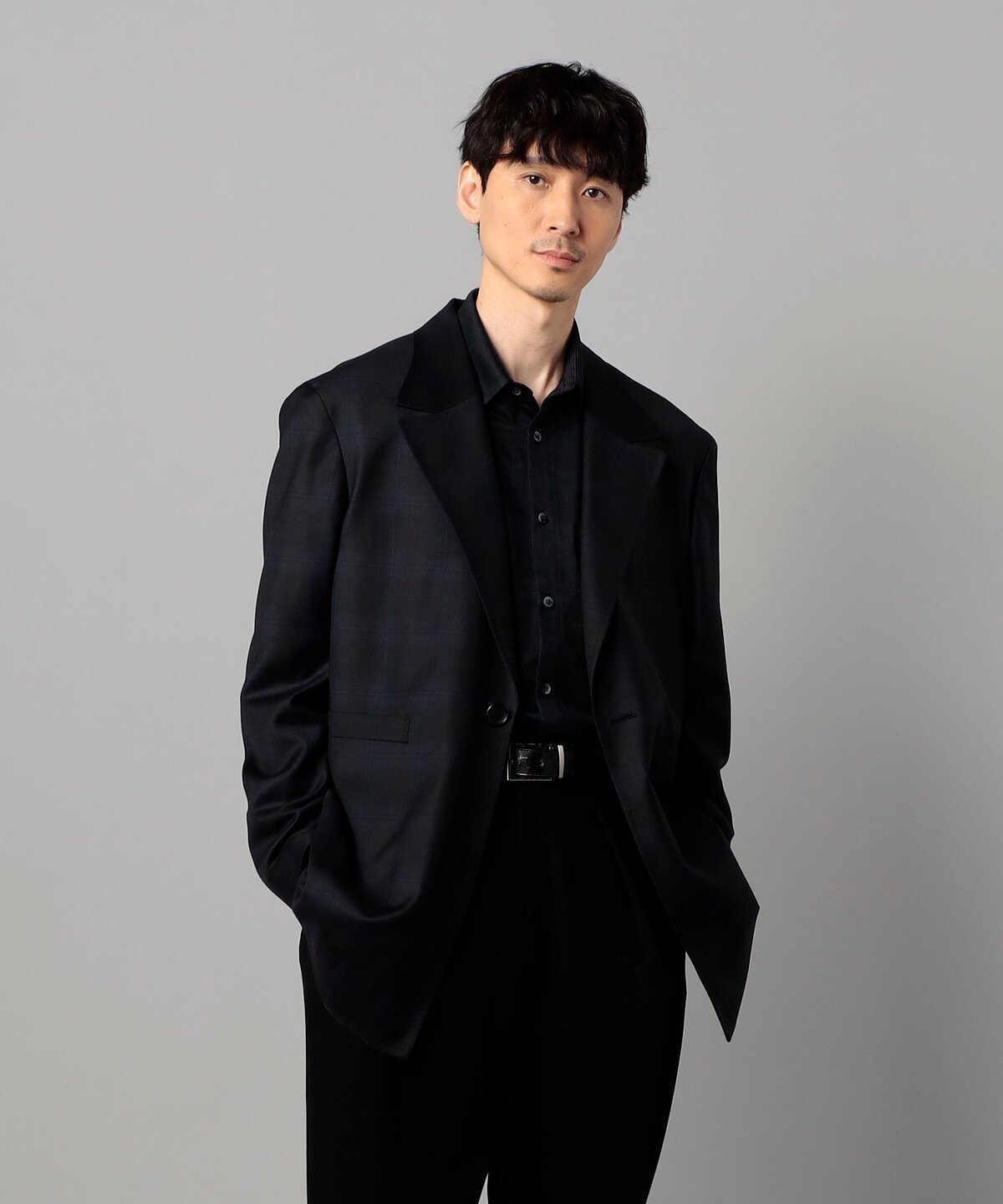 COMME CA MEN 尾州織りイル・プリンチペ タータンチェック ジャッコーネ コムサメン ジャケット・アウター その他のジャケット・アウター ブラック【送料無料】