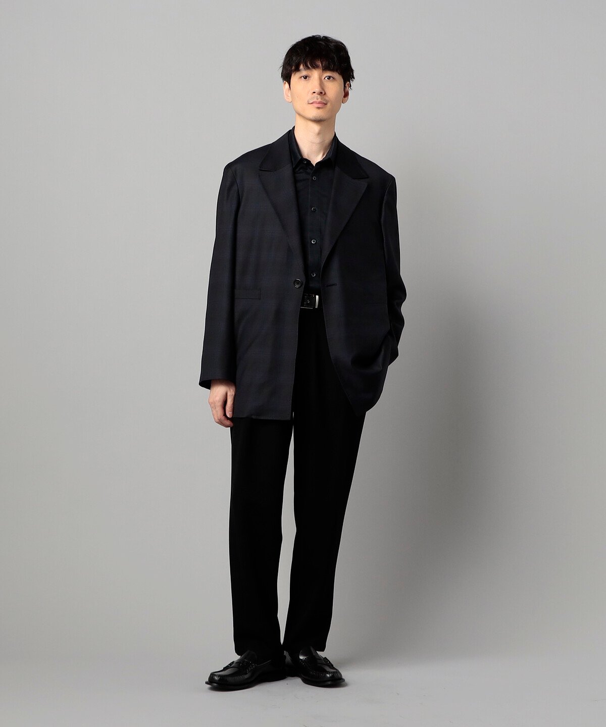 COMME CA MEN 尾州織りイル・プリンチペ タータンチェック ジャッコーネ コムサメン ジャケット・アウター その他のジャケット・アウター ブラック【送料無料】