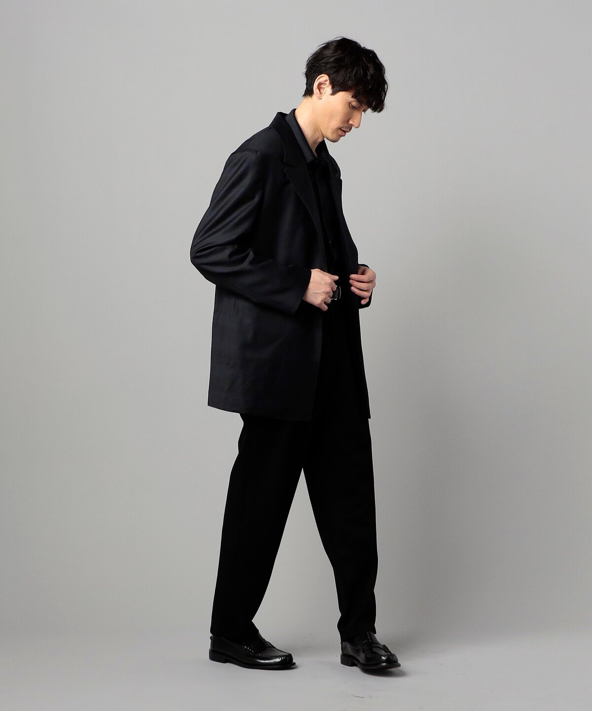 COMME CA MEN 尾州織りイル・プリンチペ タータンチェック ジャッコーネ コムサメン ジャケット・アウター その他のジャケット・アウター ブラック【送料無料】