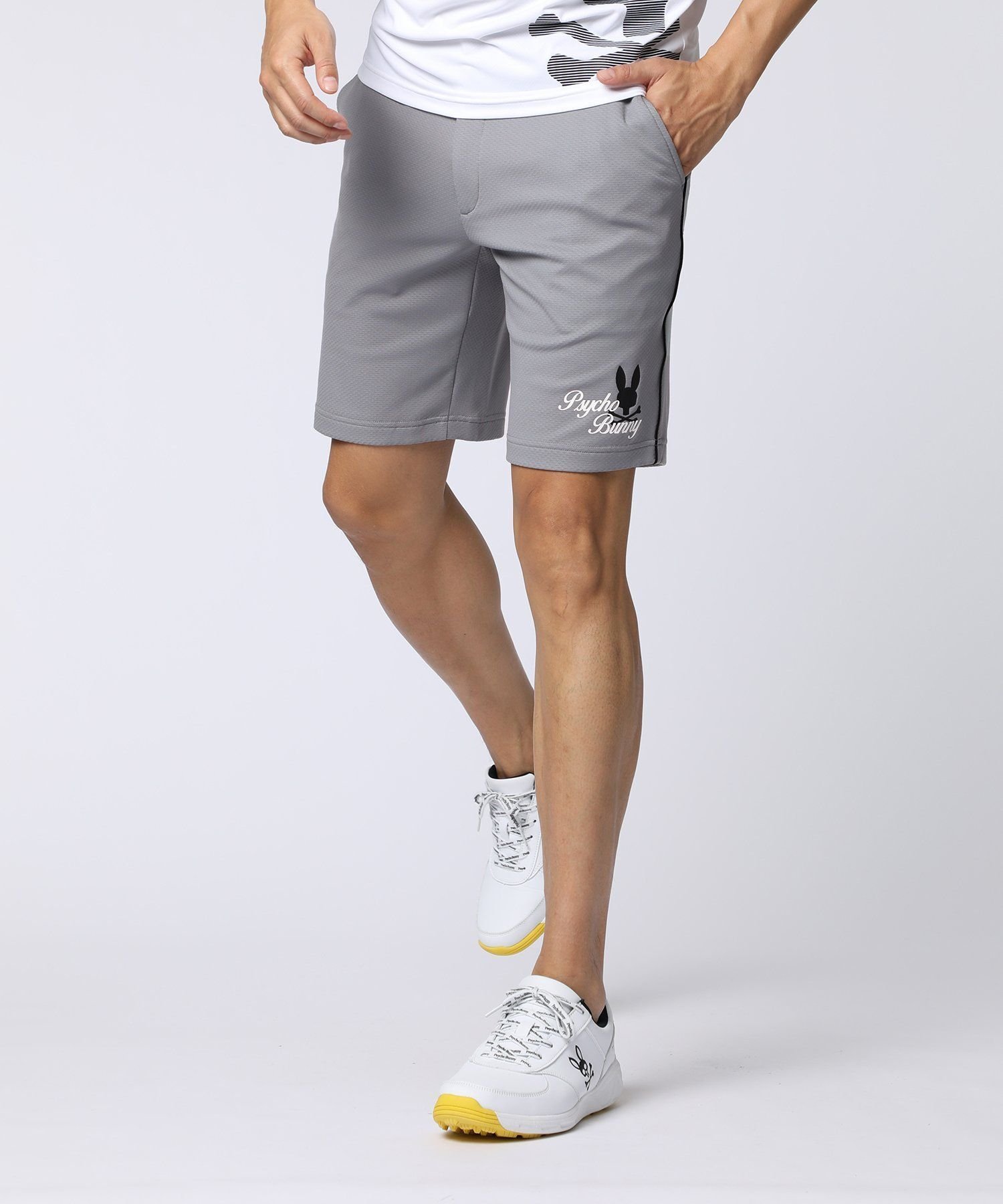 Psycho Bunny [GOLF]ラインモチーフ PBグラフィックショーツ サイコバニー パンツ その他のパンツ ホワイト ネイビー【送料無料】