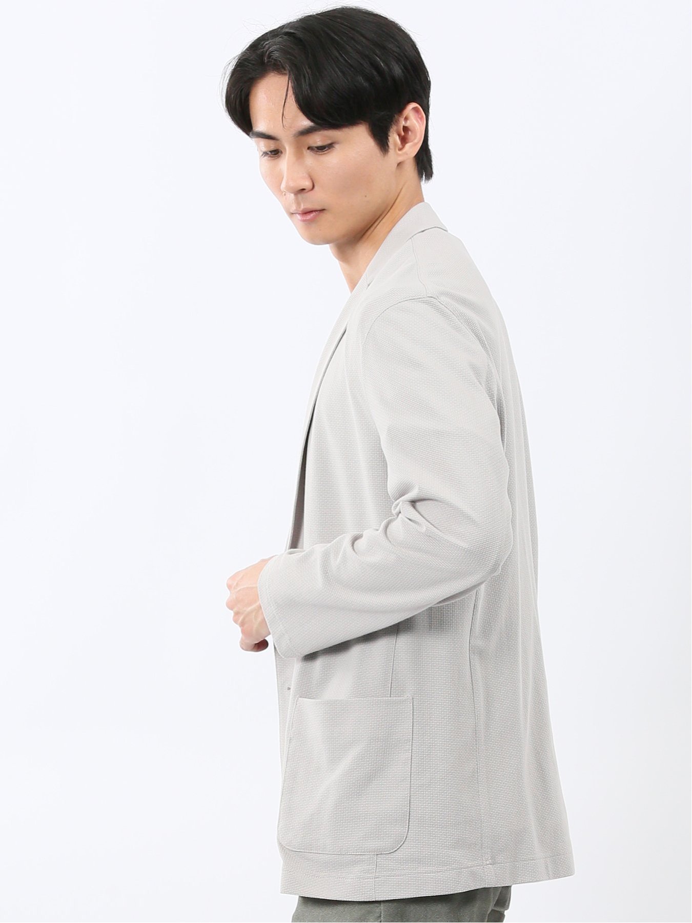 【SALE／30%OFF】TAKA-Q ストレッチ カットジャガード 2ボタン ジャケット タカキュー トップス その他のトップス グレー ネイビー【送料無料】