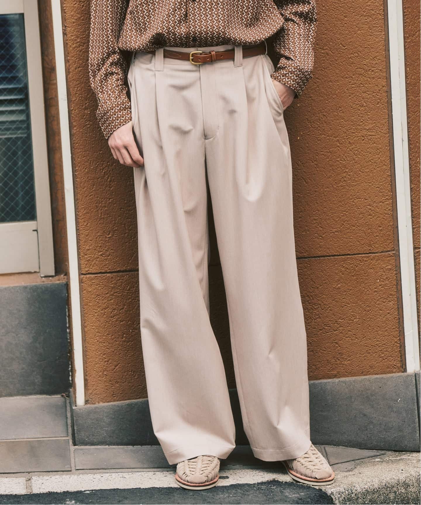 417 EDIFICE <Additional> TR Wide Easy Pants (Four One Seven EDIFICE Pants, Slacks/Dress Pants) Beige, Black, Gray [Free Shipping]
