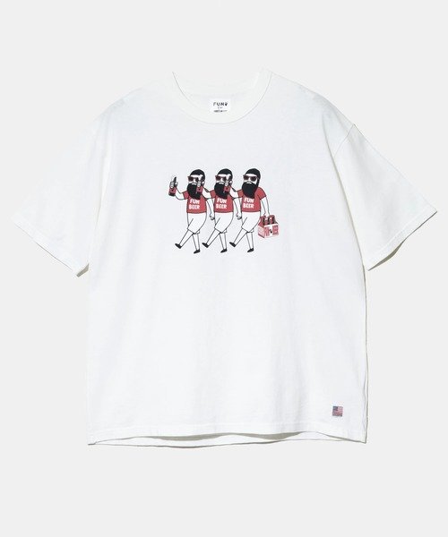 GSC MENS SELECT modem design/モデムデザイン USATee -BEER trioおじさん- (MENS) ゴースローキャラバン トップス カットソー・Tシャツ ホワイト ブラック