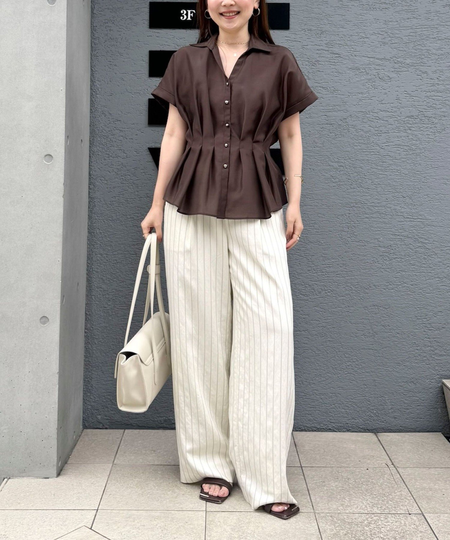 NOLLEY'S sophi ウォッシャブルストライプタックパンツ ノーリーズ パンツ その他のパンツ カーキグリーン ホワイト【送料無料】