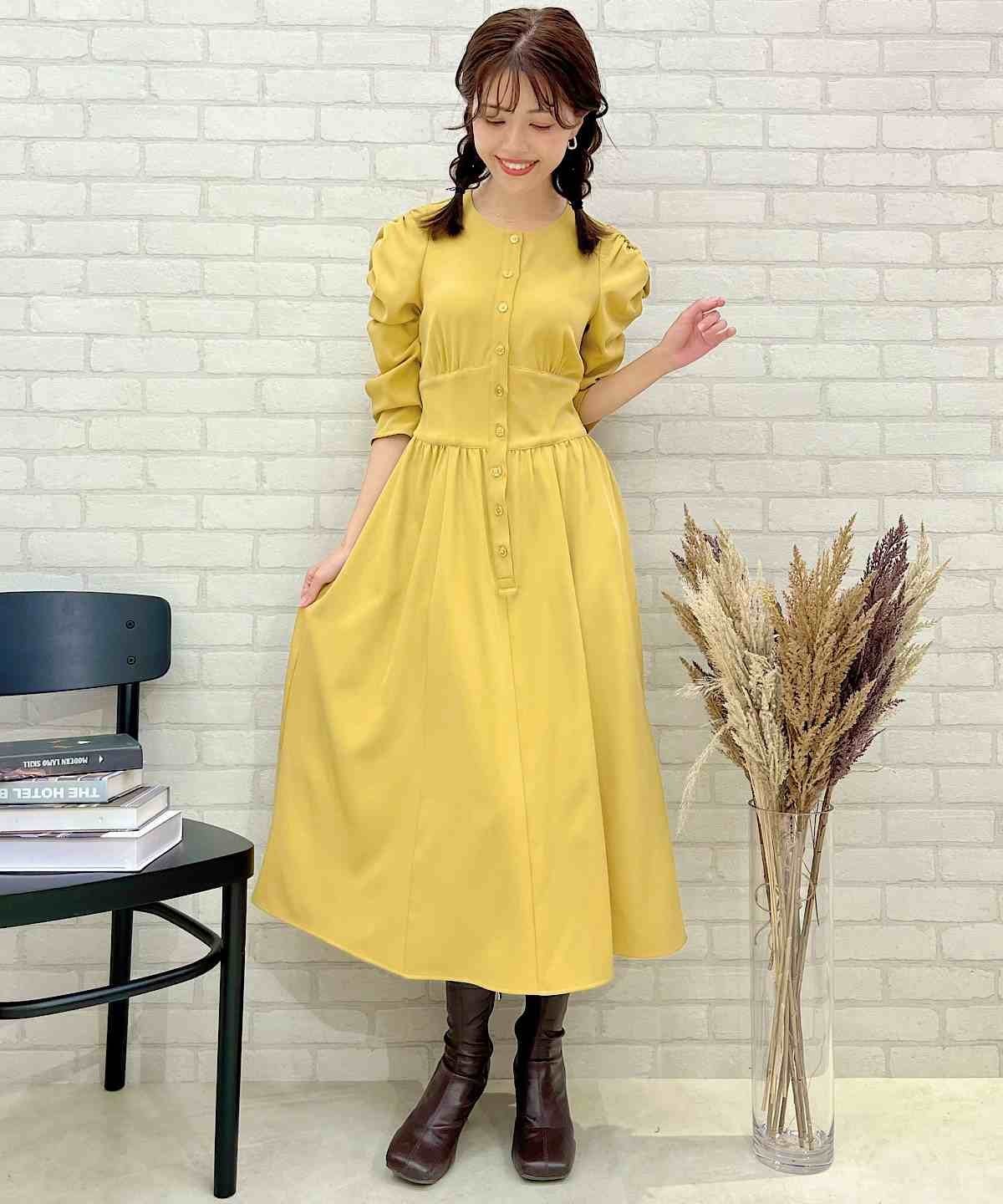 【SALE／50%OFF】Swingle ウエスト切替フロントボタンワンピース スウィングル ワンピース・ドレス その他のワンピース・ドレス ホワイト ピンク ブラウン【送料無料】のサムネイル