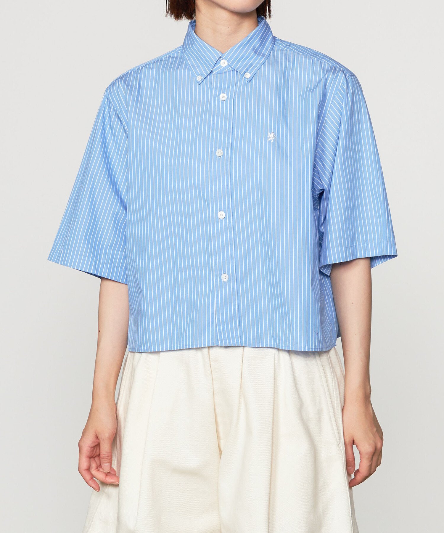 Bshop Gymphlex ｜ ショート ボタンダウン半袖シャツ STRIPE WOMEN ビショップ トップス シャツ・ブラウス ブルー【送料無料】のサムネイル