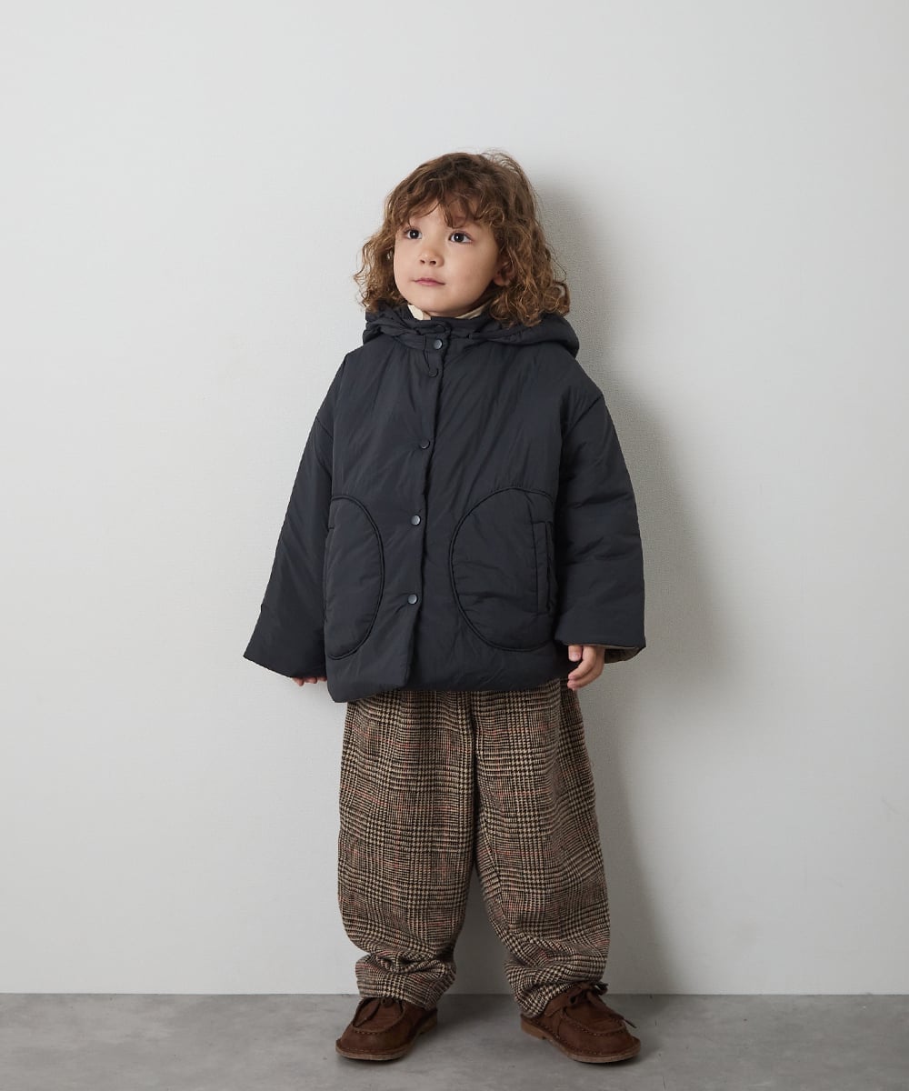 riziere 撥水加工サークルポケット中綿コート(フード取り外し可能) リジェール ジャケット・アウター ダウンジャケット・ダウンベスト グレー【送料無料】