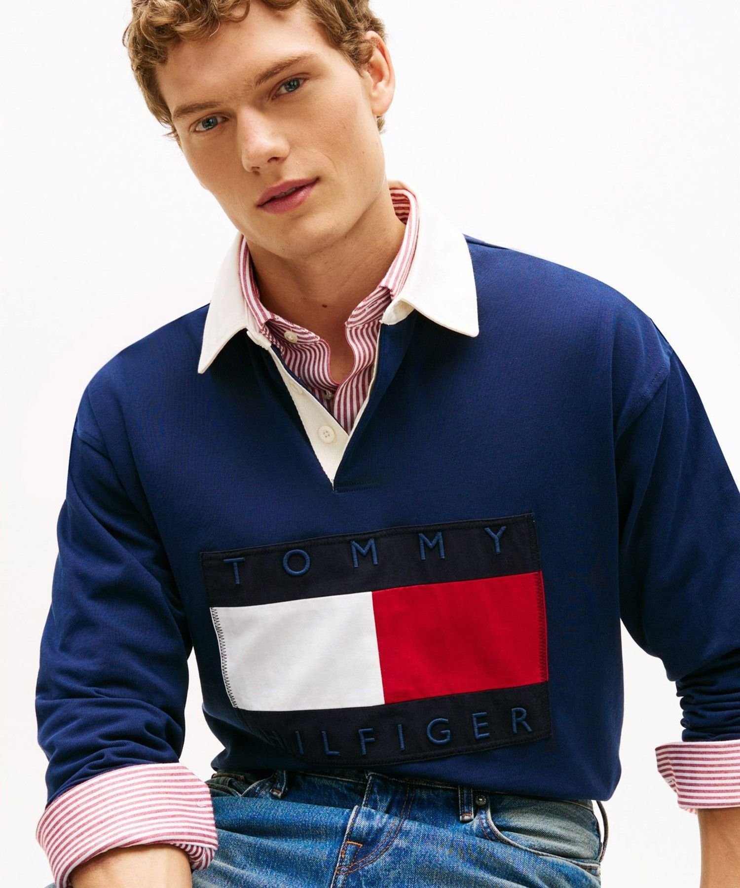 TOMMY HILFIGER フラッグラガーシャツ 26SS トミーヒルフィガー トップス スウェット・トレーナー レッド ネイビー【送料無料】