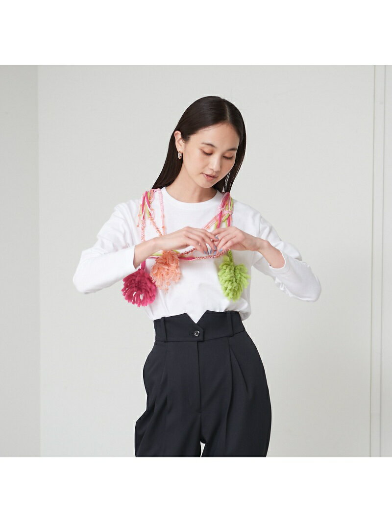 【SALE／50%OFF】qualite 【boussole*qualite】クロシェネックレスロンT カリテ トップス カットソー・Tシャツ ブルー ホワイト ピンク【送料無料】
