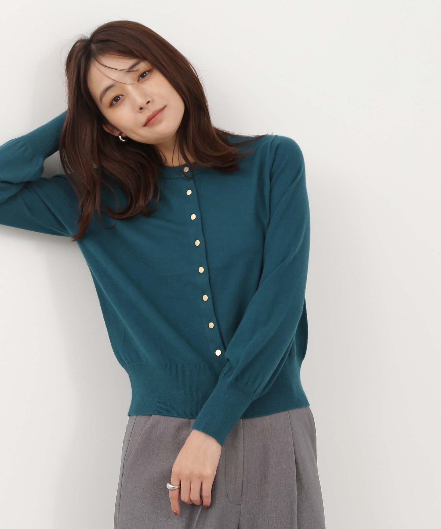 【SALE／50%OFF】N. Natural Beauty Basic ゴールドボタンカーディガン エヌ ナチュラルビューティーベーシック* トップス カーディガン ブルー ネイビー ホワイト【送料無料】