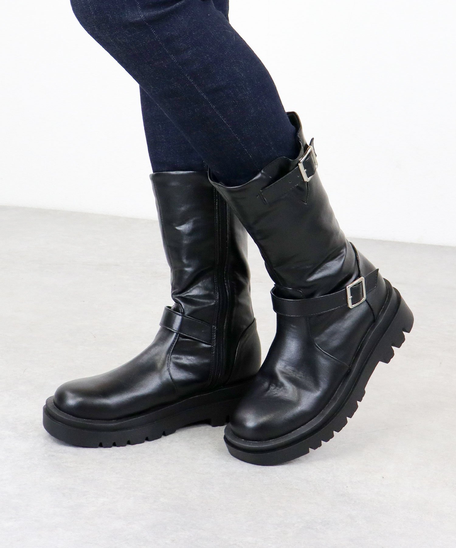 【SALE／20%OFF】LibertyDoll 5cmヒール 韓国ファッション ストリート ワンピース ベルトブーツ ☆9106 サンエーフットウェアー シューズ・靴 レインシューズ・ブーツ ブラック【送料無料】 2