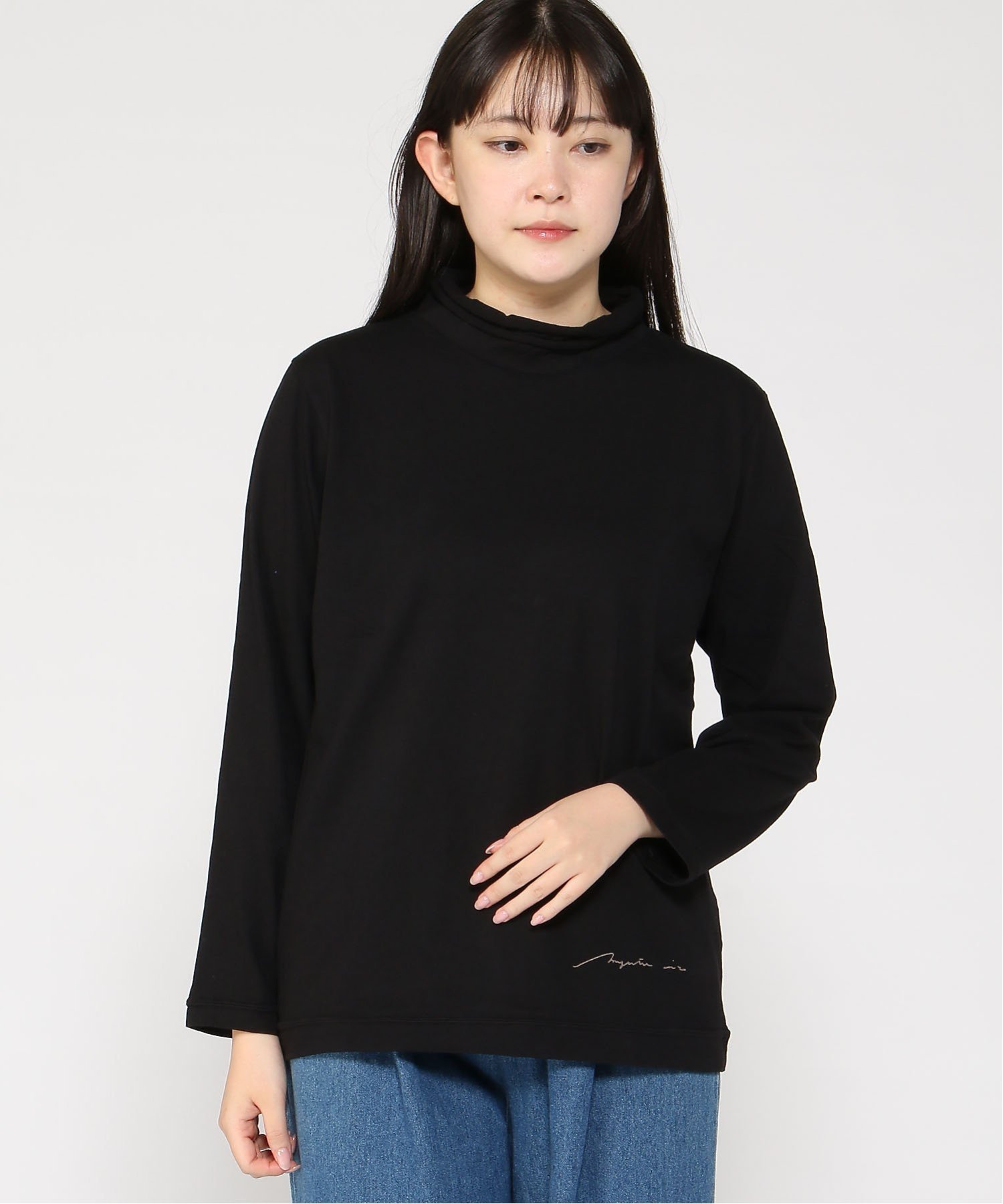 MAGENTA MAGENTA/綿天竺ロールネック長袖Lサイズ マゼンタ トップス カットソー・Tシャツ ブラック レッド ピンク