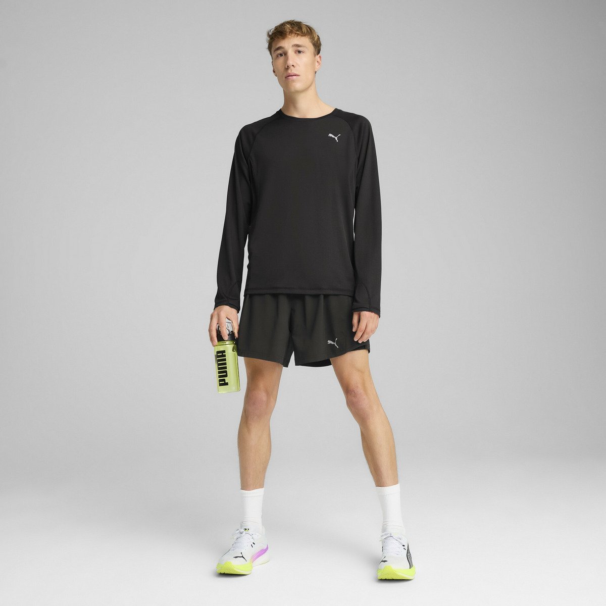 PUMA メンズ ランニング ラン ヴェロシティ AOP 長袖 Tシャツ RUN VELOCITY LS TEE (POLY) プーマ トップス カットソー・Tシャツ ブラック【送料無料】