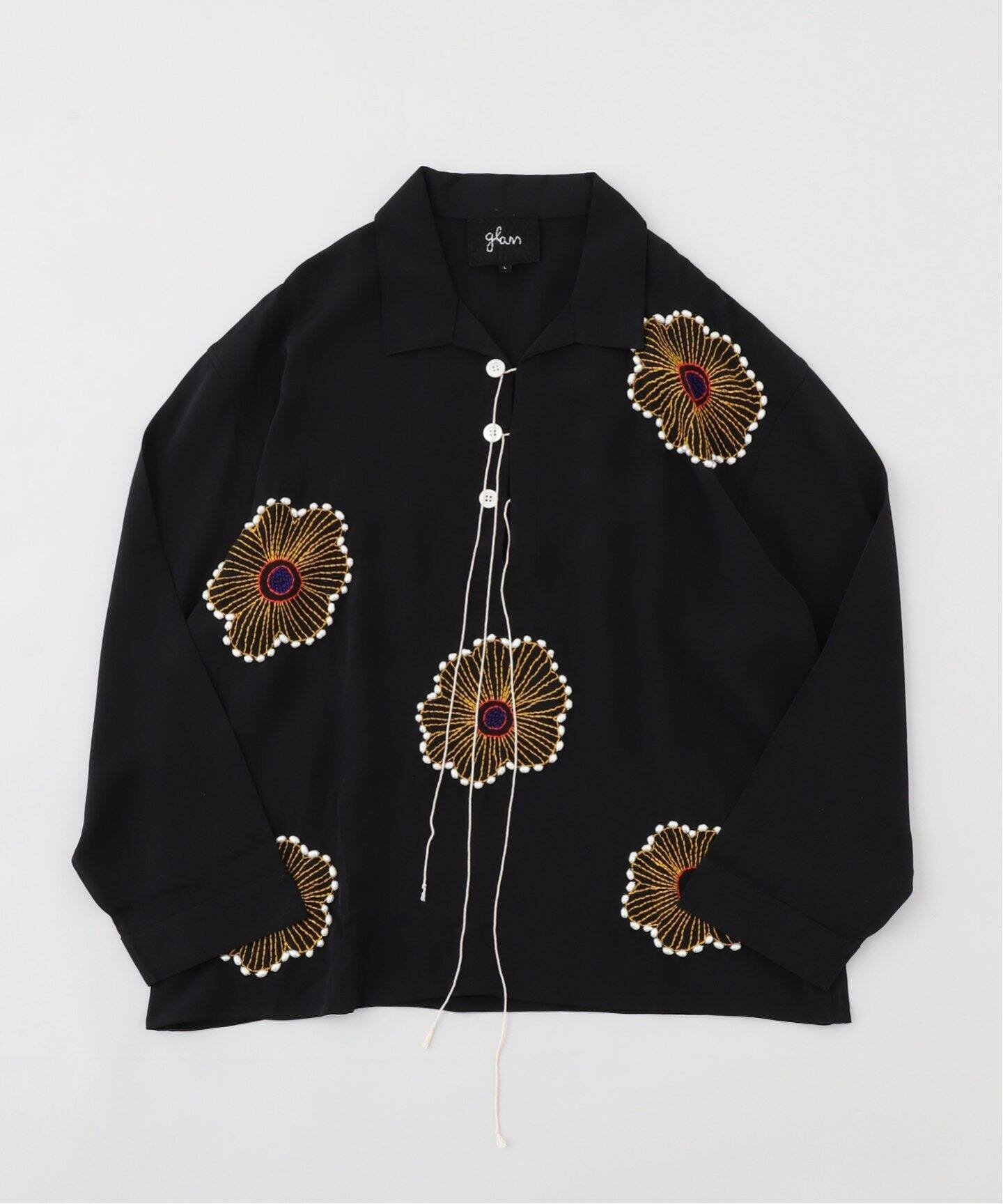 EDIFICE GLASS CYPRESS(グラス サイプレス) Black Silk Sunflower Tunic エディフィス トップス シャツ・ブラウス ブラック【送料無料】のサムネイル