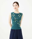Sybilla フラワー刺繍ノースリーブプルオーバー シビラ トップス ニット グレー グリーン【送料無料】